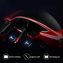Load image into Gallery viewer, tesla Car Door Lights for Tesla Model 3/Y/S/X, Tesla Model 3 Model Y Accessories, Logo Projector Puddle Lights, HD LED Welcome Light
